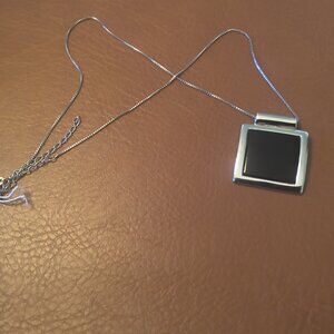 Sterling Silver necklace - square black pendant - new (no tag)